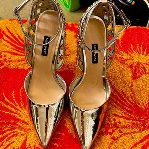 Nine West heels silver heels